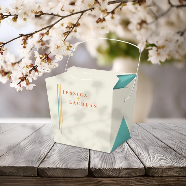 Retro Chic Design with Colorful Stripes Wedding Favour Box (Creator Uploaded)