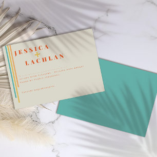 Retro Chic Design with Colorful Stripes Wedding RSVP Card