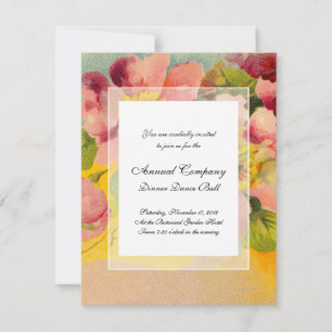 Retro Chic Elegant Pink Vintage Floral Primroses Invitation