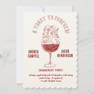 Retro Chic Engagement Party Invitation
