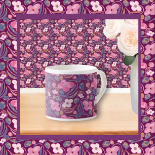 Retro Chic Floral Pattern Espresso Cup