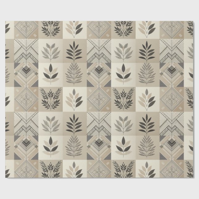 Retro Chic Geometric Elegant Tribal Pattern  Wrapping Paper (Flat)