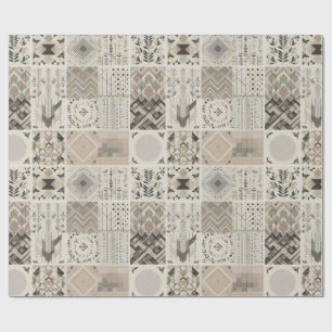 Retro Chic Geometric Elegant Tribal Pattern Wrapping Paper