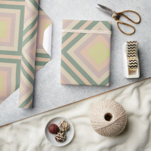 Retro Chic Geometric Lemon Pastel Wrapping Paper
