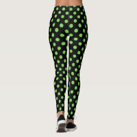 Retro Chic Green on Black Polka Dots