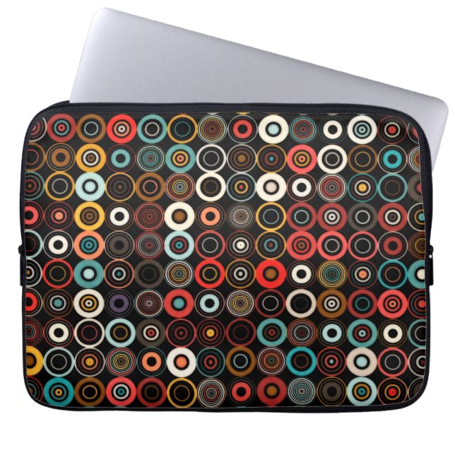 Retro Chic Laptop Sleeve: Boho Circles in Style Sleeve (Front)