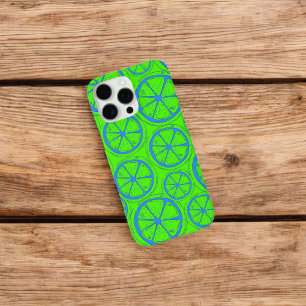 Retro Chic Neon Green Lime & Lemon Pattern iPhone 16 Pro Max Case