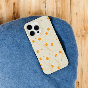 Retro Chic Orange & Beige Floral Pattern Whimsical iPhone 16 Pro Max Case