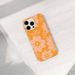 Retro Chic Orange Floral Pattern Whimsical Spring  iPhone 16 Pro Max Case