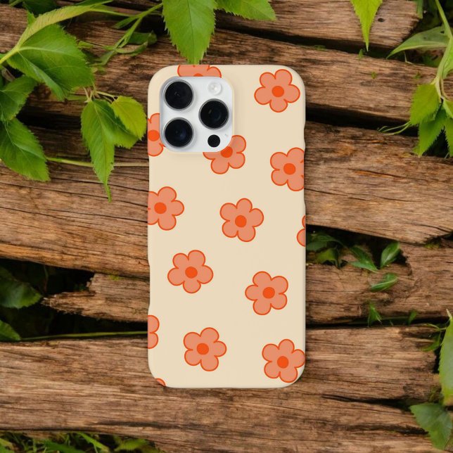 Retro Chic Peach Floral Pattern Whimsical Spring iPhone Case (Creator Uploaded)