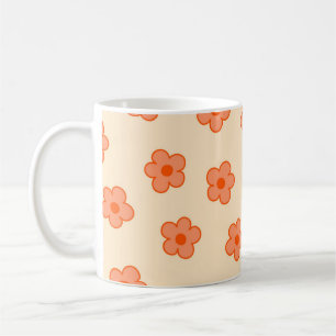 Retro Chic Peach Orange Floral Whimsical Y2K Coffee Mug