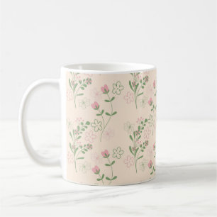 Retro Chic Pink Green Floral Whimsical Y2K Flower  Coffee Mug