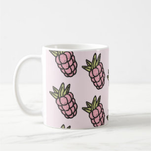 Retro Chic Pink Pineapple Funky Y2K Fruit Design  Coffee Mug