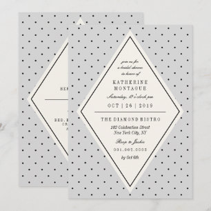 Retro Chic Polka Dots Diamond Bridal Shower Invite