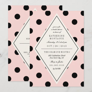 Retro Chic Polka Dots Diamond Bridal Shower Invite