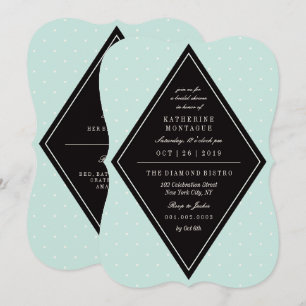 Retro Chic Polka Dots Diamond Bridal Shower Invite