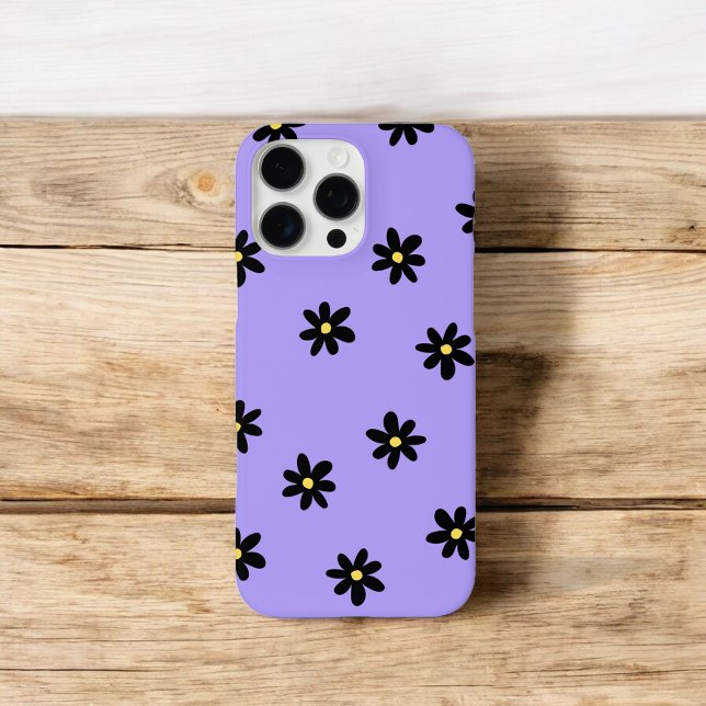 Retro Chic Purple & Black Floral Pattern Whimsical Case-Mate iPhone Case (Creator Uploaded)