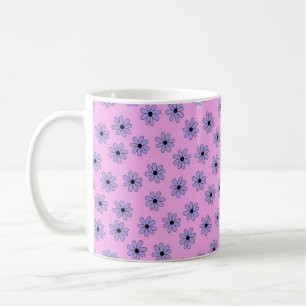 Retro Chic Purple Floral Bold Y2K Flower Design Coffee Mug