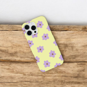 Retro Chic Purple & Yellow Floral Pattern iPhone 16 Pro Max Case