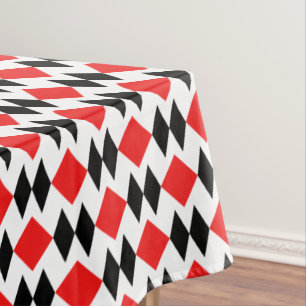 Retro Chic Red Black Diamond Shape Pattern Tablecloth