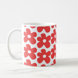 Retro Chic Red Floral Bold Y2K Flower Design Coffee Mug