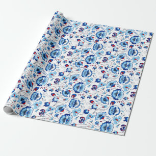 Retro Chic Russian Christmas Khokhloma Gift Wrapping Paper