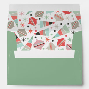 Retro Chic Sage Green and Holiday Pattern Envelope