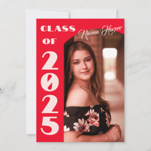 Retro Chic Script Class Of 2025 Photo Grad Party Invitation