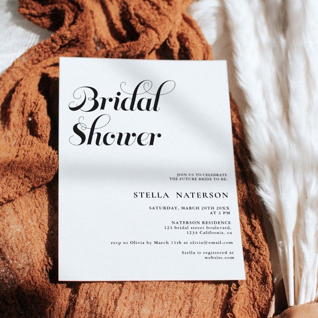 Retro chic simple black white bridal shower invitation (Creator Uploaded)