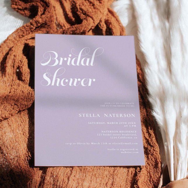 Retro chic simple lavender bridal shower invitation (Creator Uploaded)