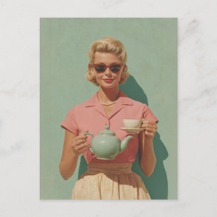Retro Chic Tea Party Postcard