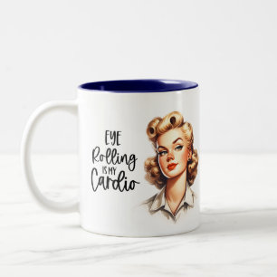 Retro Chic: Vintage Sarcastic 50s Woman Funny  Two-Tone Coffee Mug