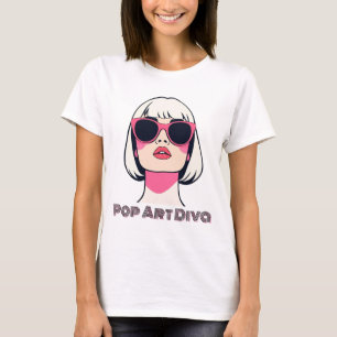 Retro Chic Woman with Pink Sunglasses T-Shirt