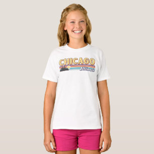 Retro Chicago City Stripes Illinois Vintage T-Shirt