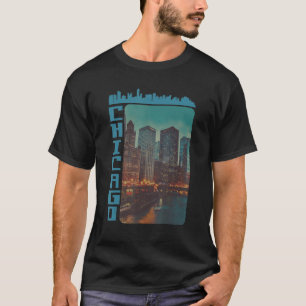 Retro Chicago Downtown Skyline On The Lake City Li T-Shirt