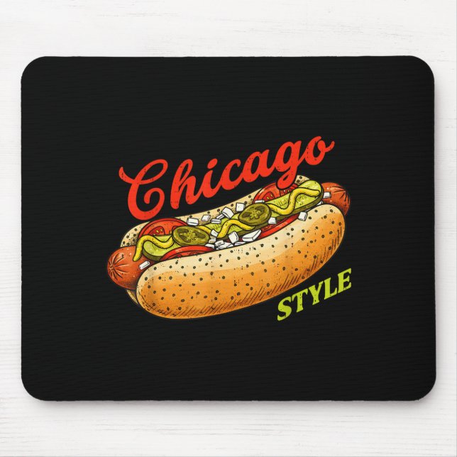 Retro Chicago Hot Dog Hotdog Tourist Summer Souven Mouse Mat (Front)