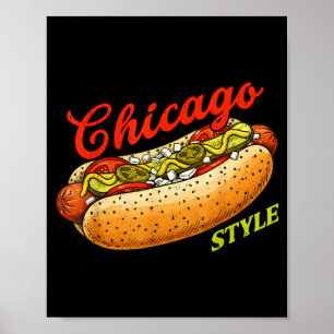 Retro Chicago Hot Dog Hotdog Tourist Summer Souven Poster