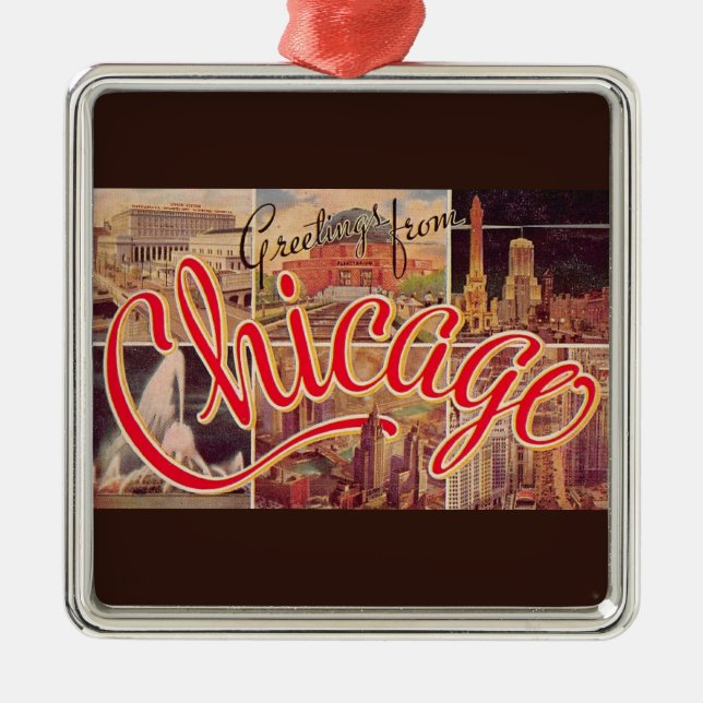 Retro Chicago  Metal Tree Decoration (Front)