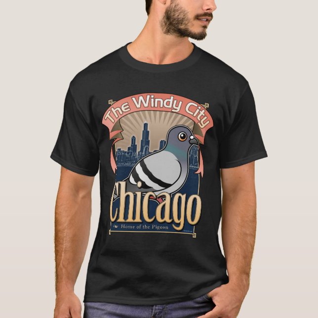 Retro Chicago Pigeon T-Shirt (Front)