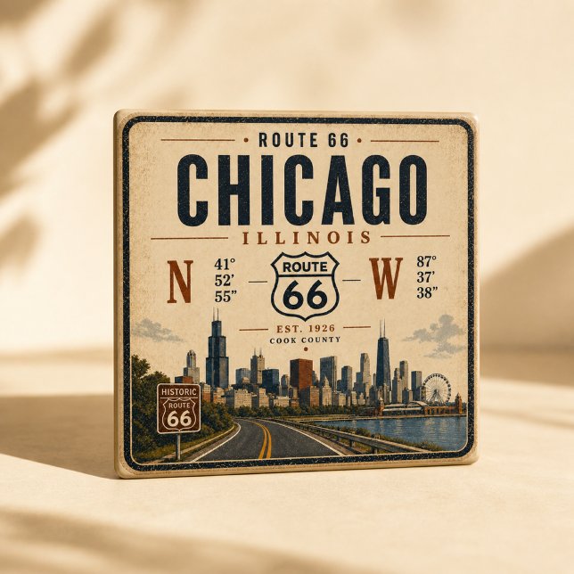 Retro Chicago Route 66 Fridge Magnet (Creator Uploaded)