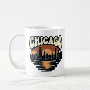 Retro Chicago Sunset Mug   Willis Tower Art