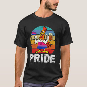 Retro Chicken Beer Glass Bisexual Flag Bisexuality T-Shirt