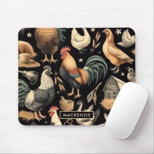 Retro Chicken Farm Pattern Mouse Mat
