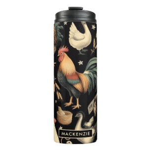 Retro Chicken Farm Pattern Thermal Tumbler