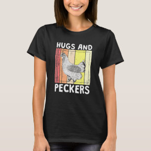 Retro Chicken Lover Hugs And Peckers Backyard Chic T-Shirt