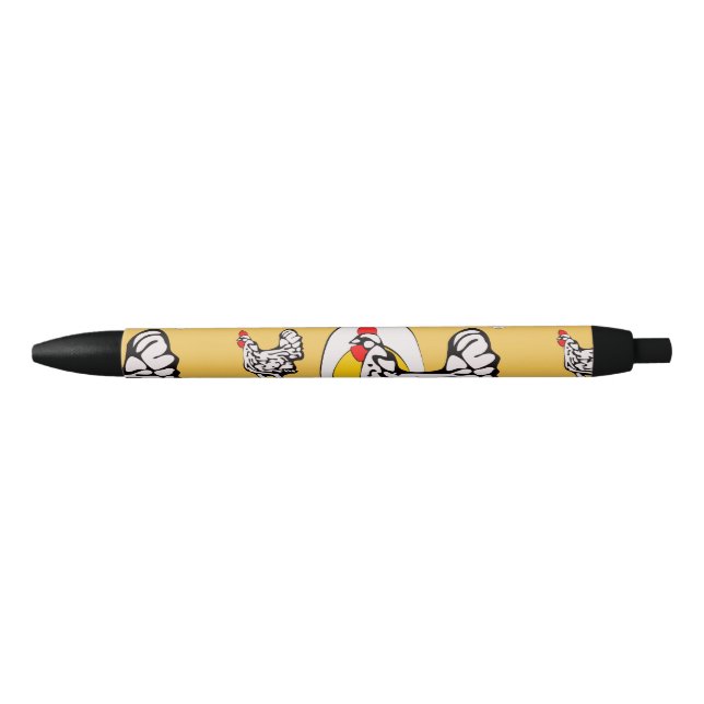 Retro Chickens Black Ink Pen (Front)