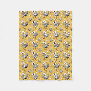 Retro Chickens Fleece Blanket