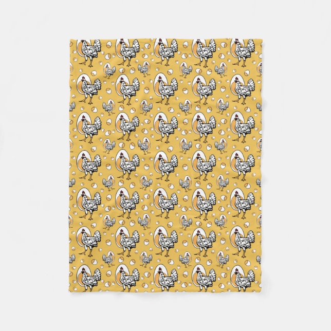 Retro Chickens Fleece Blanket (Front)