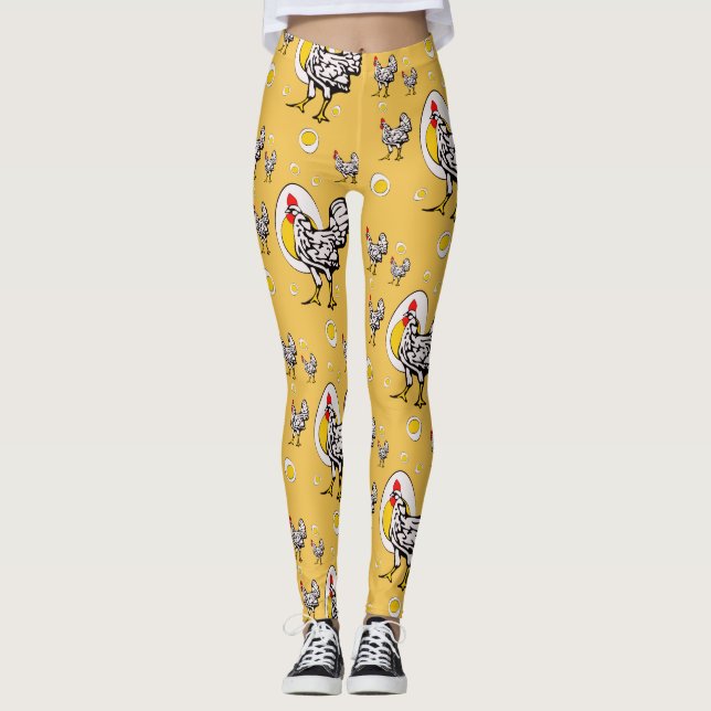 Retro Chickens Leggings (Front)