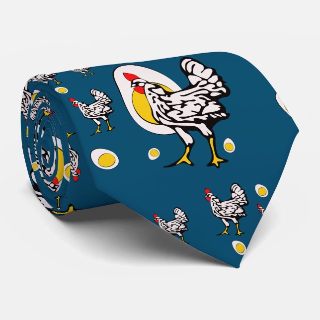 Retro Chickens Neck Tie (Rolled)
